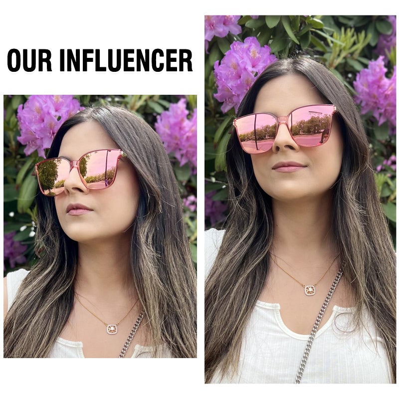 DUCO Oversized Polarized Sunglasses Womens Trendy Mirrored Shades Retro Round Vintage Light Weight UV400 Sun Glasses W016 (01- Transparent Pink Frame Pink Lens) - Image 2